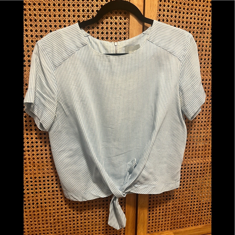 Maeve Short Sleeve Top Blue White Stripe XS